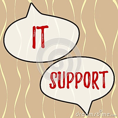 Text caption presenting It Support. Concept meaning Lending help about information technologies and relative issues Stock Photo