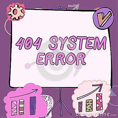 Text caption presenting 404 System Errormessage appears when website is down and cant be reached. Business idea message Stock Photo
