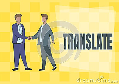 Text caption presenting Translate. Conceptual photo Another word with same equivalent meaning of a target language Two Stock Photo