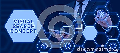 Text caption presenting Visual Search Concept. Business concept perceptual task requiring attention for an object Stock Photo