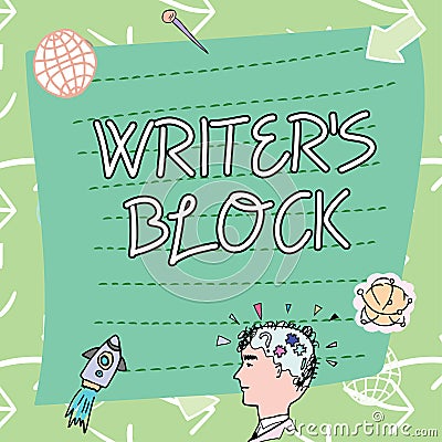 Text sign showing Writer'S Block. Word Written on Condition of being unable to think of what to write Stock Photo
