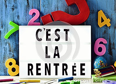 Text cest la rentree, back to school in french Stock Photo
