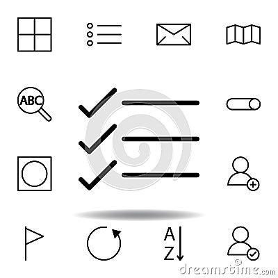 text, check mark icon. Can be used for web, logo, mobile app, UI, UX Stock Photo