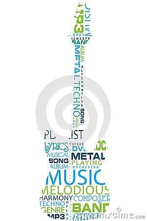 Text cloud guitar Cartoon Illustration