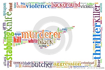 Text Collage of Stabbing Stock Photo