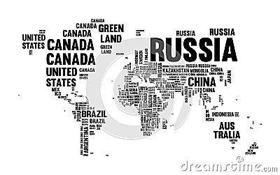 Text country name world map typography design Vector Illustration