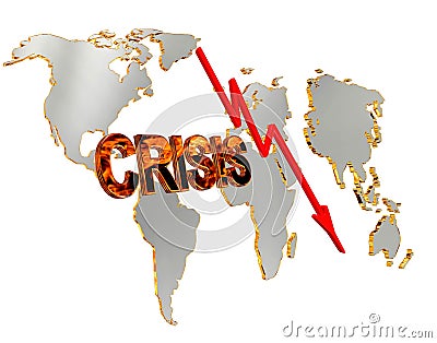 Text crisis on a world map background on a white background Stock Photo