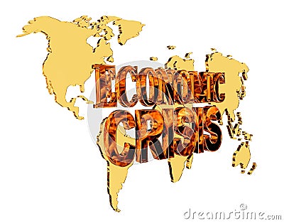 Text crisis on a world map background on a white background Stock Photo