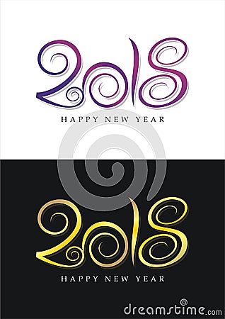 Text Design of 2018 Happy New Year Stock Photo