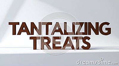 Text design of tantalizing treats displayed in a minimalistic setting with soft shadows Stock Photo