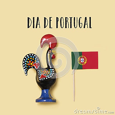 Text Dia de Portugal, the national day of Portugal Stock Photo