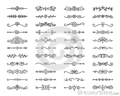 Text Divider simple black line icons vector set Vector Illustration