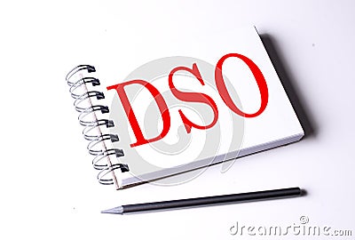 Text DSO on notebook on the white background, business Stock Photo