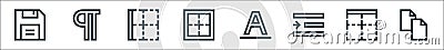 Text editor line icons. linear set. quality vector line set such as copy, border, right indent, font, border, border, paragraph Vector Illustration