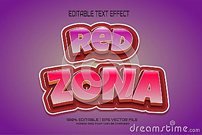 Text effect editable red ZONA Vector Illustration