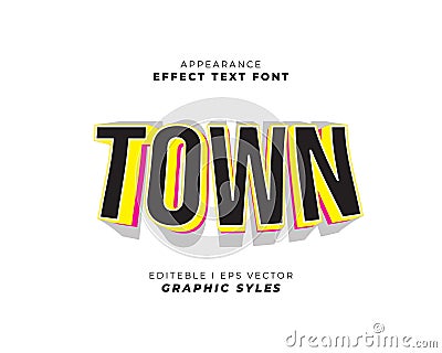 Text effect font 3D color Vector Illustration