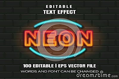 Text effects Neon Vector Illustration