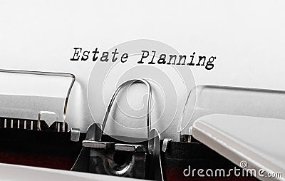 Text Estate Planning typed on retro typewriter Stock Photo