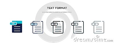 Text format icon in different style vector illustration. two colored and black text format vector icons designed in filled, Vector Illustration