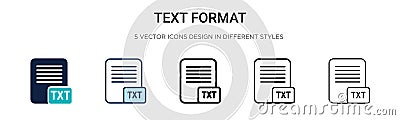 Text format icon in filled, thin line, outline and stroke style. Vector illustration of two colored and black text format vector Vector Illustration