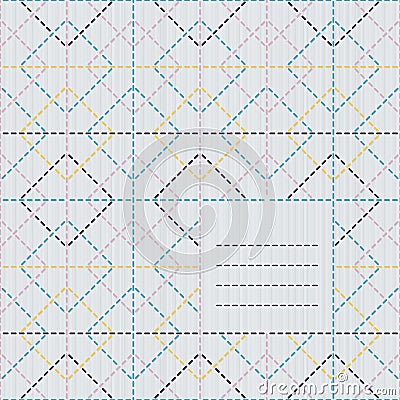 Text frame. Sashiko motif. Seamless pattern. Vector Illustration