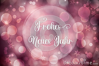Text Frohes Neues Jahr, Means Happy New Year, Lilac Christmas Background Stock Photo