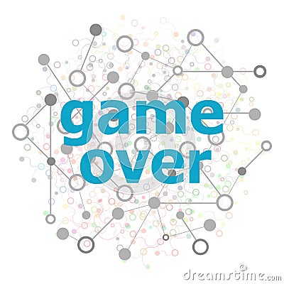 Text Game over. Web design concept . Stylized low poly concept with wired construction Stock Photo