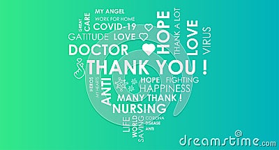 Text Gateful for doctors wordcloud layout heart Vector Illustration