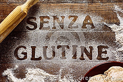 Text gluten free written in italian Stock Photo