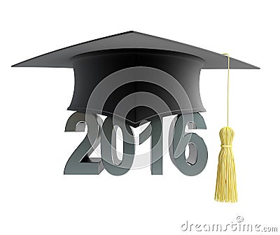 2016 text with graduation hat Stock Photo