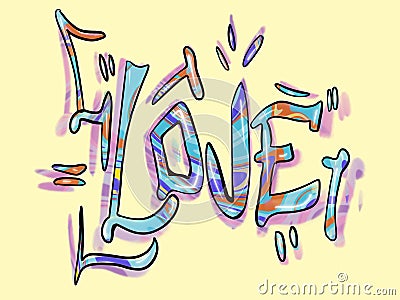 Text graffiti ``love`` LGBT rainbow colors Stock Photo