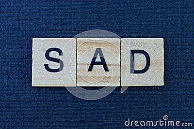 Text from a gray short word sad Stock Photo