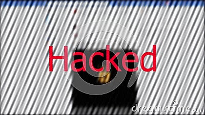 Text `Hacked` on the Background Glitches and Interference of the Social