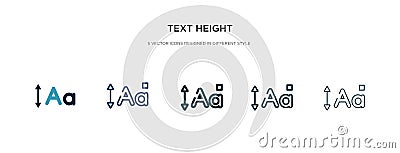 Text height icon in different style vector illustration. two colored and black text height vector icons designed in filled, Vector Illustration
