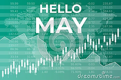 Text Hello May on green finance background Vector Illustration