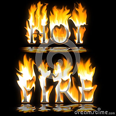 Text Hot & Fire blazing Stock Photo