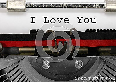 Text I Love You writen by a lover with an old typewriter Stock Photo