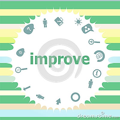 Text improve. Business concept . Infographics icon set. Icons of maths, graphs, mail and so on Stock Photo