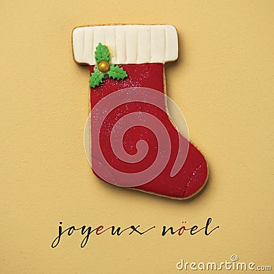 Text joyeux noel, merry christmas in french Stock Photo