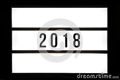 2018 text in a light box Stock Photo