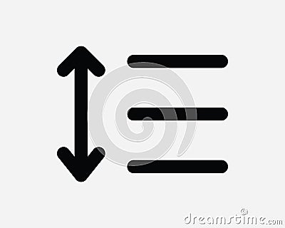 Text Line Spacing Icon Document Paragraph Format Align Gap Arrow Up Down Scale Size Layout Outline Shape Symbol Vector Graphic Vector Illustration