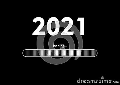 Text - 2021 loading and loading bar on black background, concept for New Year Background, your Seasonal Flyers, banner, and Stock Photo