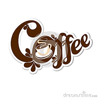 Text logo with a cup of coffee Stock Photo