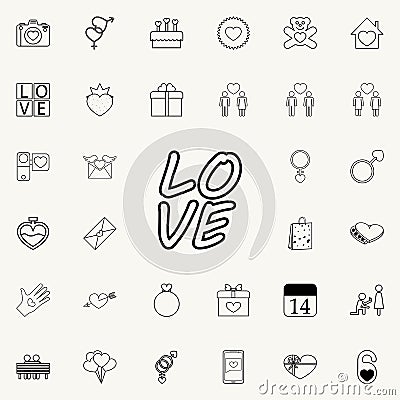 text love icon. Detailed set of Valentine icons. Premium quality graphic design sign. One of the collection icons for websites, we Stock Photo