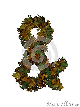 Text Made Out Of Autumn Leafe Typeface ampersand Stock Photo