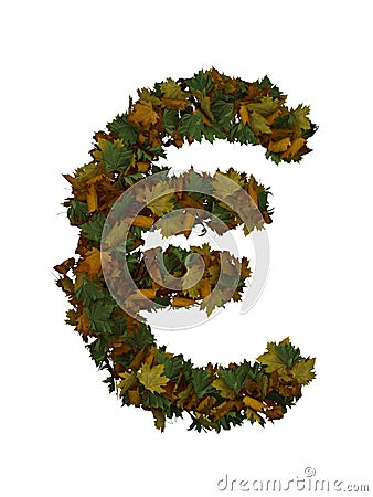 Text Made Out Of Autumn Leafe Typeface Euro Stock Photo