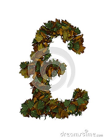 Text Made Out Of Autumn Leafe Typeface GBP Stock Photo