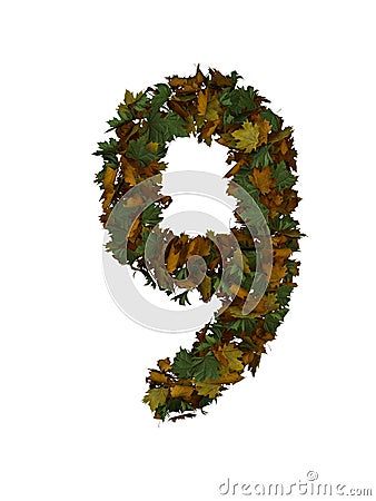 Text Made Out Of Autumn Leafe Typeface 9 Stock Photo