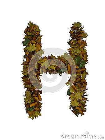 Text Made Out Of Autumn Leafe Typeface H Stock Photo