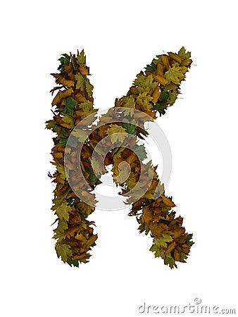 Text Made Out Of Autumn Leafe Typeface K Stock Photo